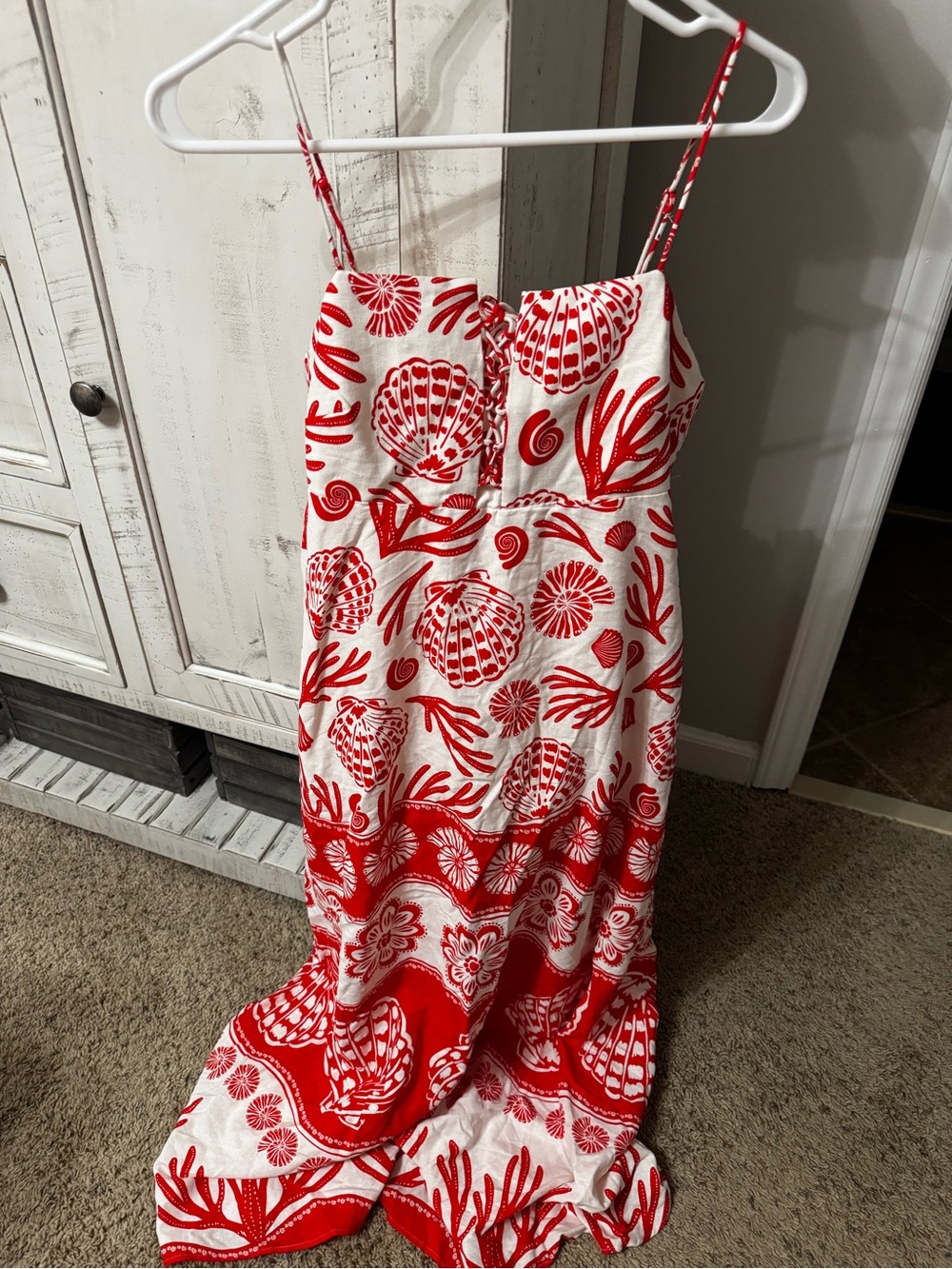 Calypso St. Barth Red and White Printed Sundress